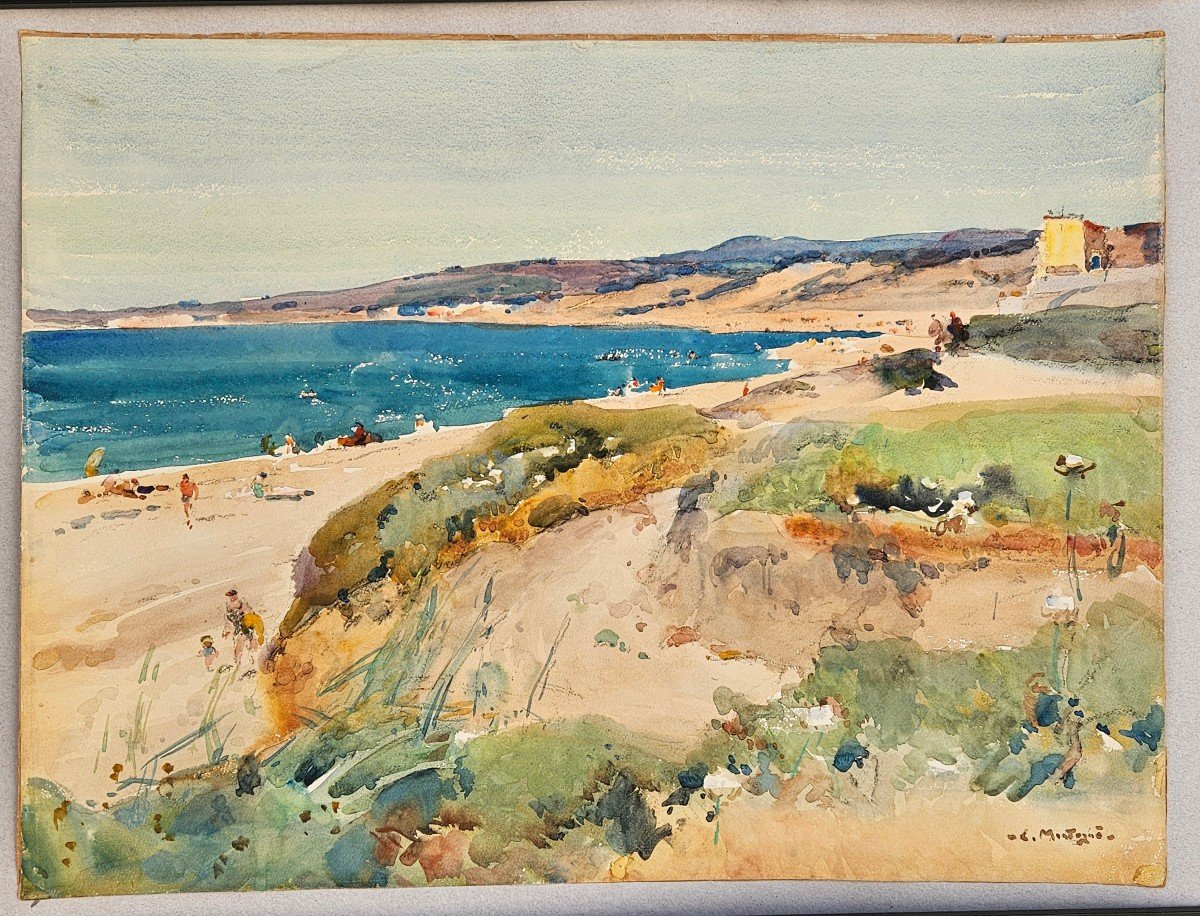 Watercolor By Louis Agricole Montagné 1879-1960-photo-1