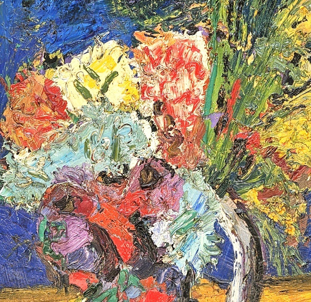 Bouquet In A Vase By Pierre Ambrogiani 1907-1985-photo-4