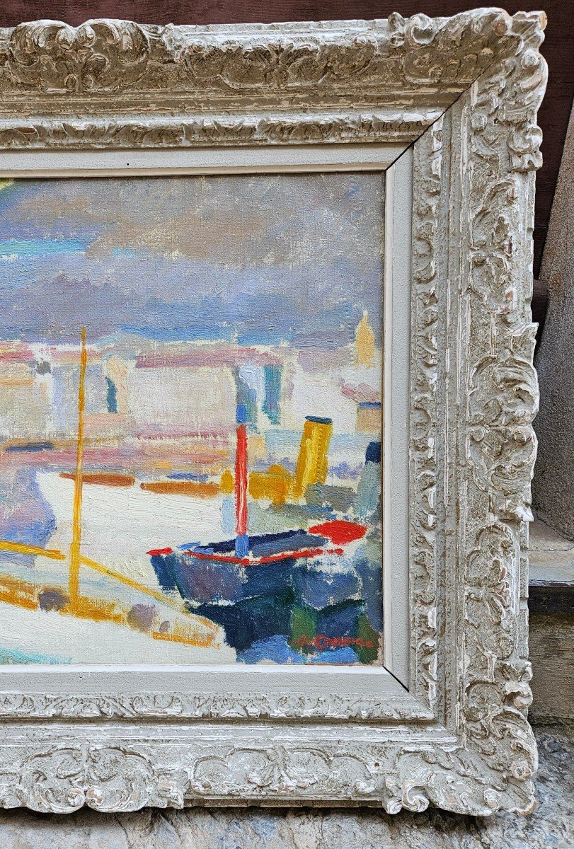 Rainbow Over The Port Of Marseille By Augustin Carrera 1878-1952-photo-7