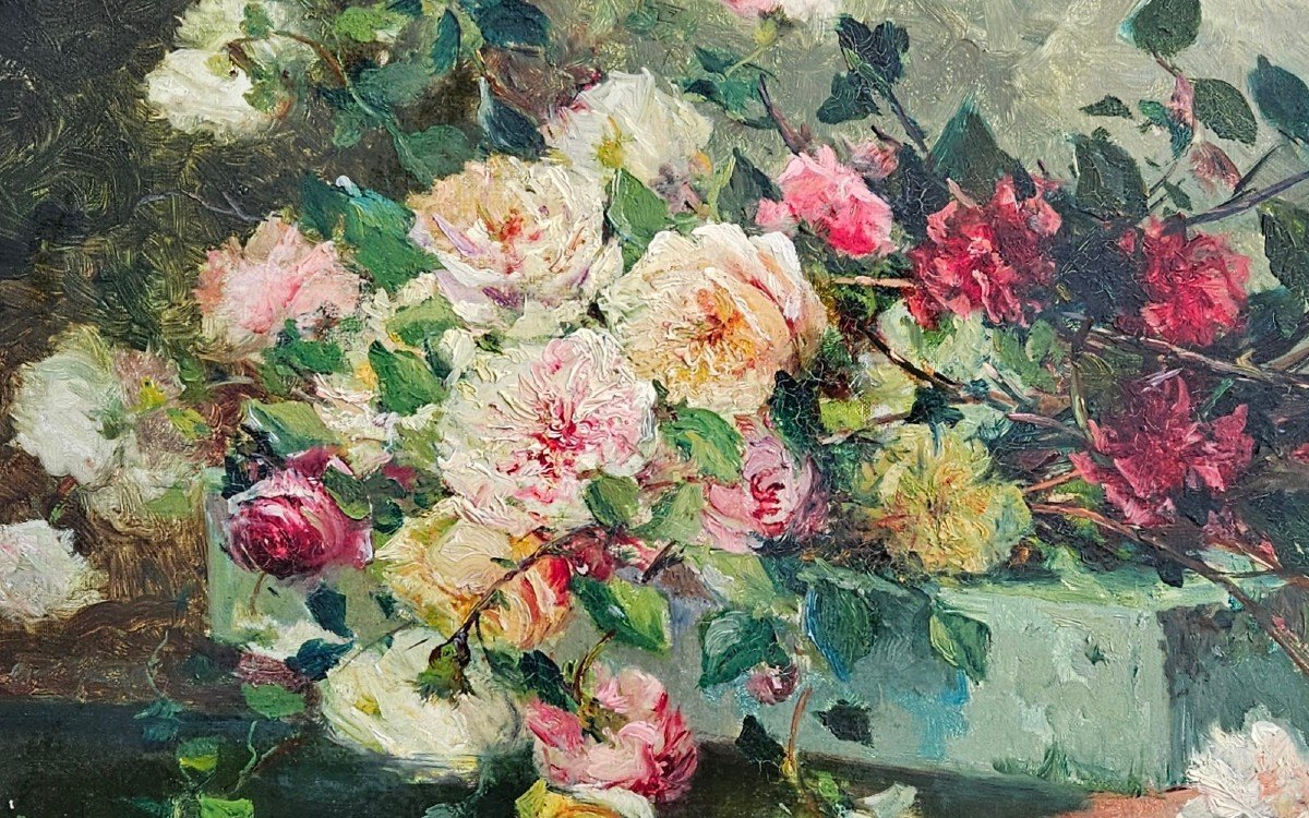 The Roses By Louise Eugénie De Ladevèze-cauchois 1855-1938-photo-4