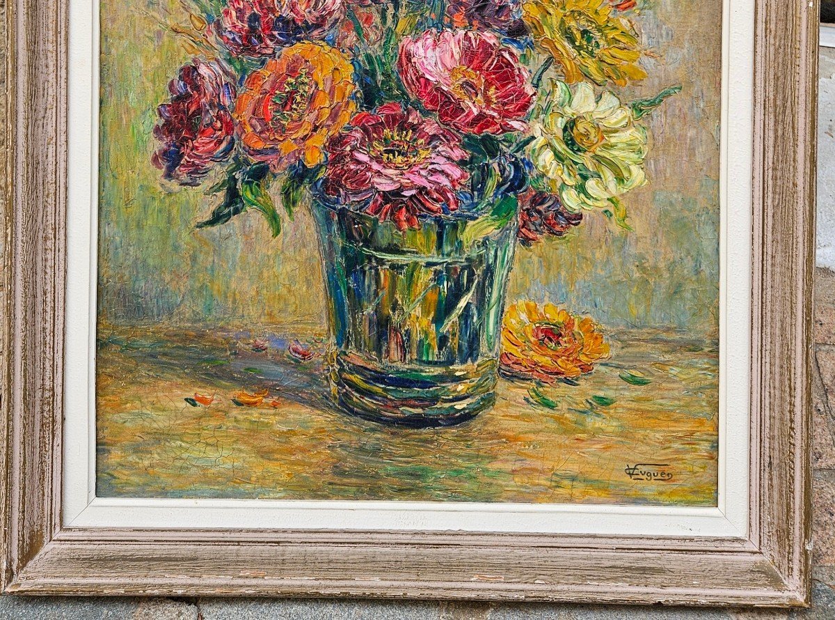 Bouquet De Fleurs Par Victor Louis Cuguen 1882-1969-photo-2