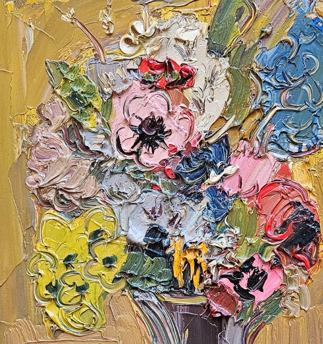 Flower Bouquet By Pierre Ambrogiani 1907-1985-photo-8