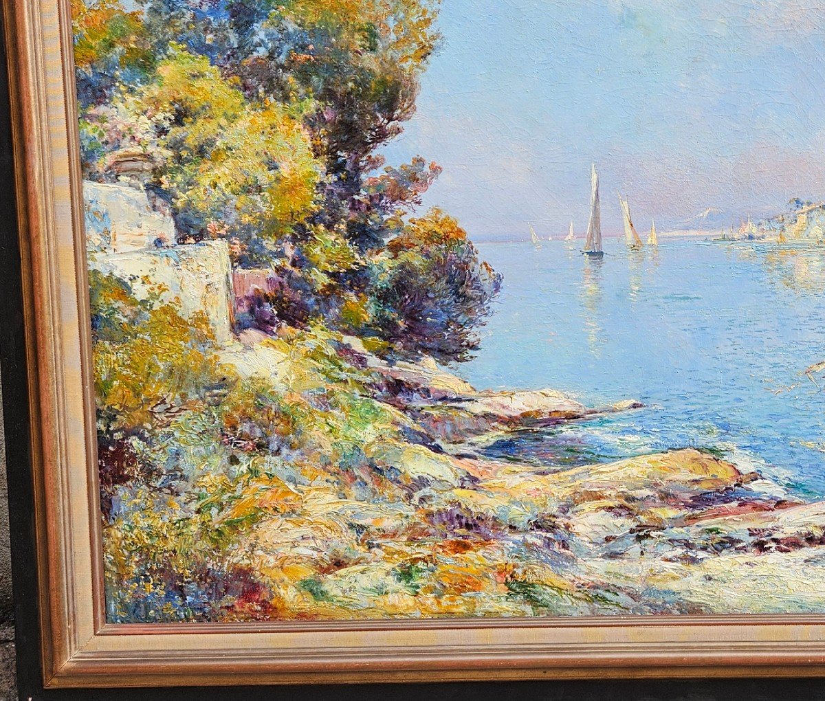 Seaside By Jules Izier 19th-20th Century-photo-5