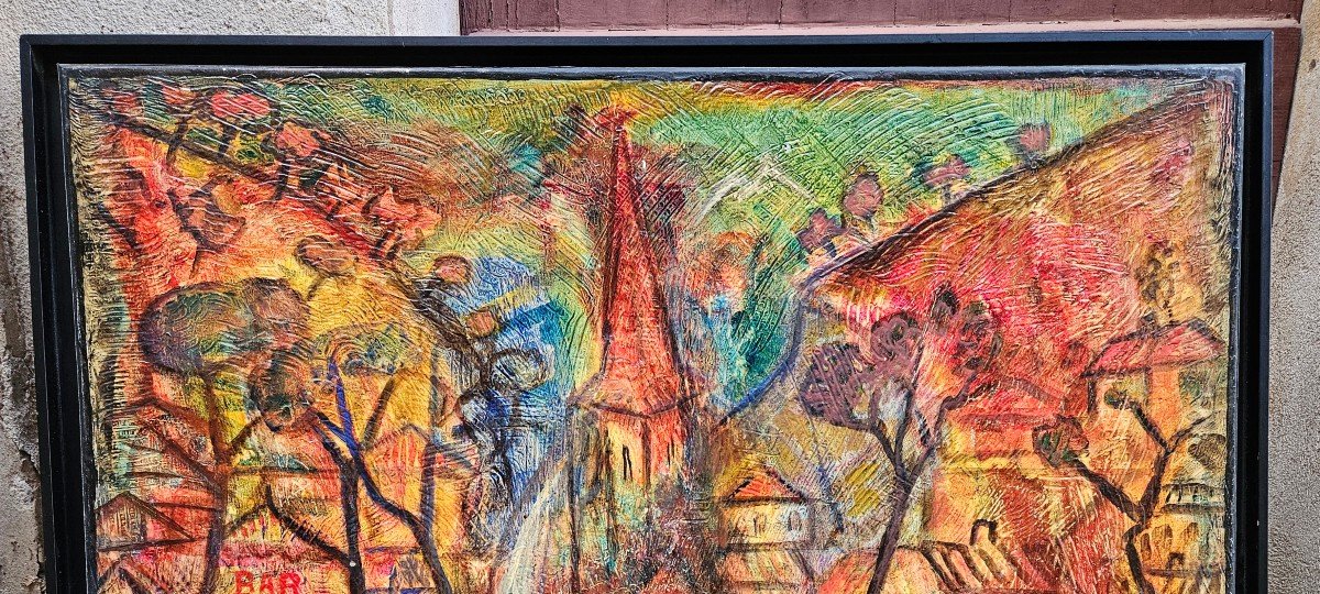 Large Modernist Composition By Edmond Duplan 1910-1994-photo-4