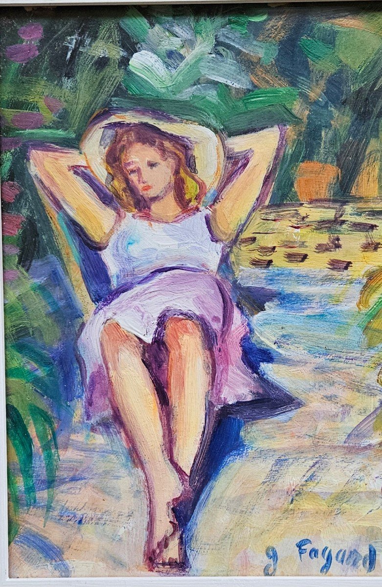 La Sieste Dans Le Jardin Par Gérard Fagard 1938-2021-photo-4