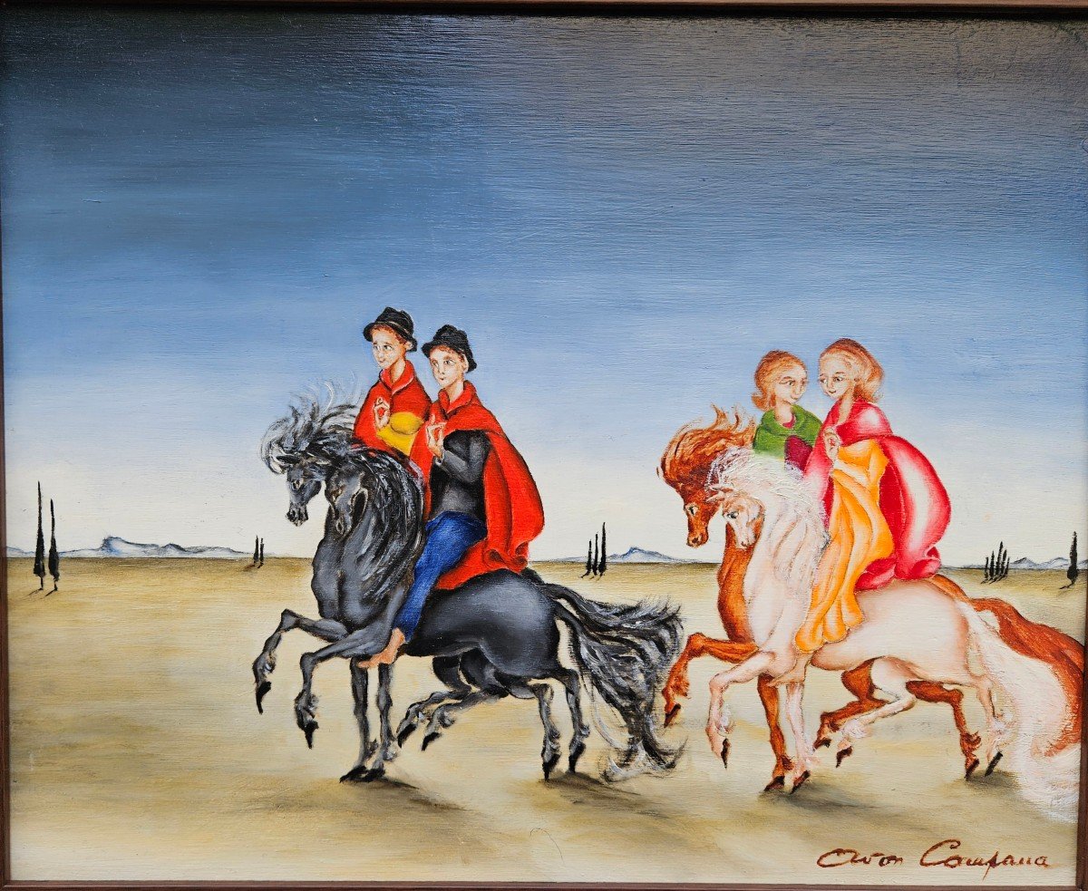 2 Couples à Cheval Par Avon Campana 1927-2024-photo-4