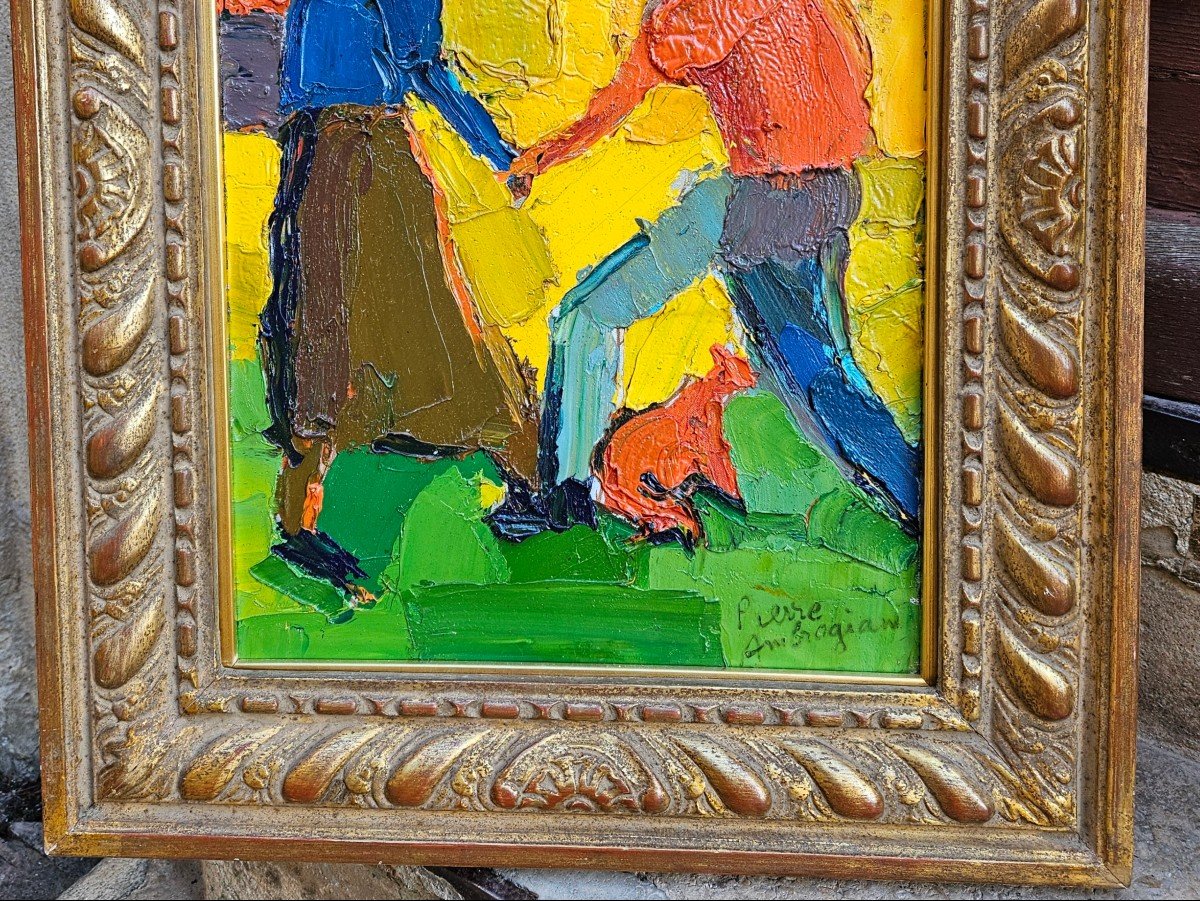 The Couple And Their Cat By Pierre Ambrogiani 1907-1985-photo-2