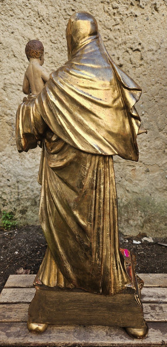 The Virgin And Child Jesus, 18th Century Provençal Statue-photo-4