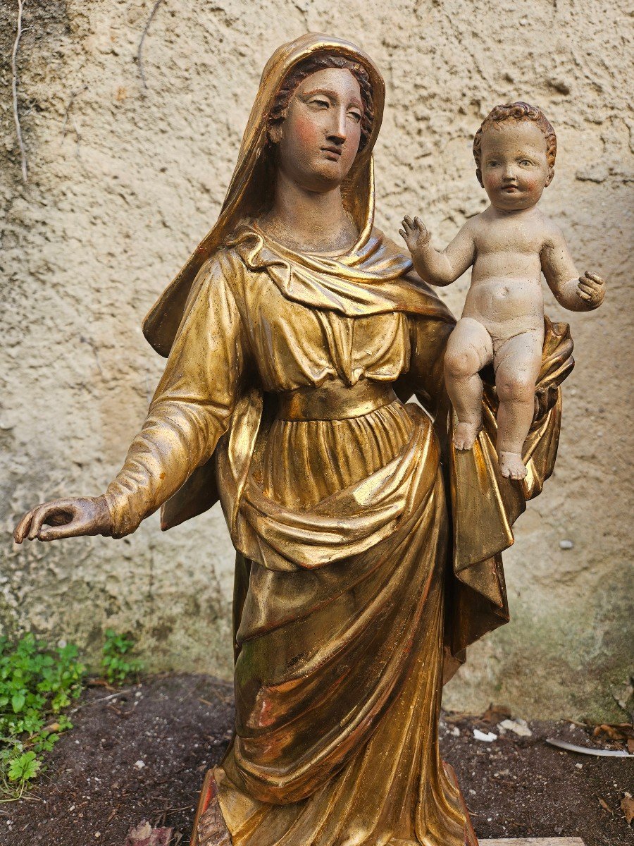 The Virgin And Child Jesus, 18th Century Provençal Statue-photo-7