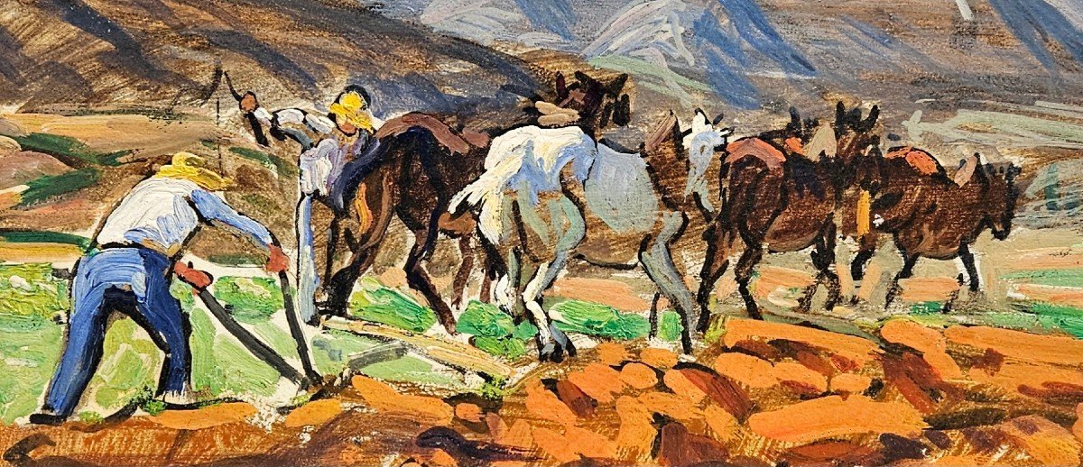 Plowing From 1901 By René Seyssaud 1867-1952-photo-4