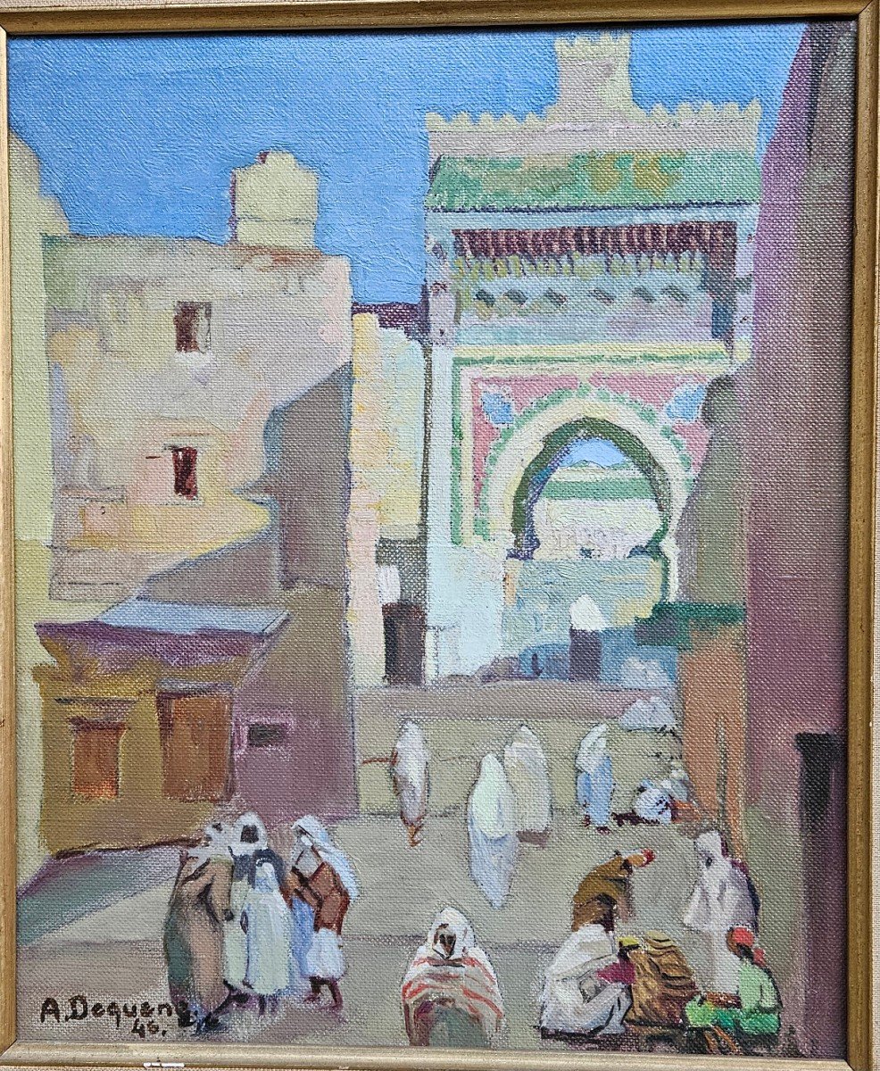 Orientalist Landscape By Albert-charles Dequenne 1897-1973-photo-2