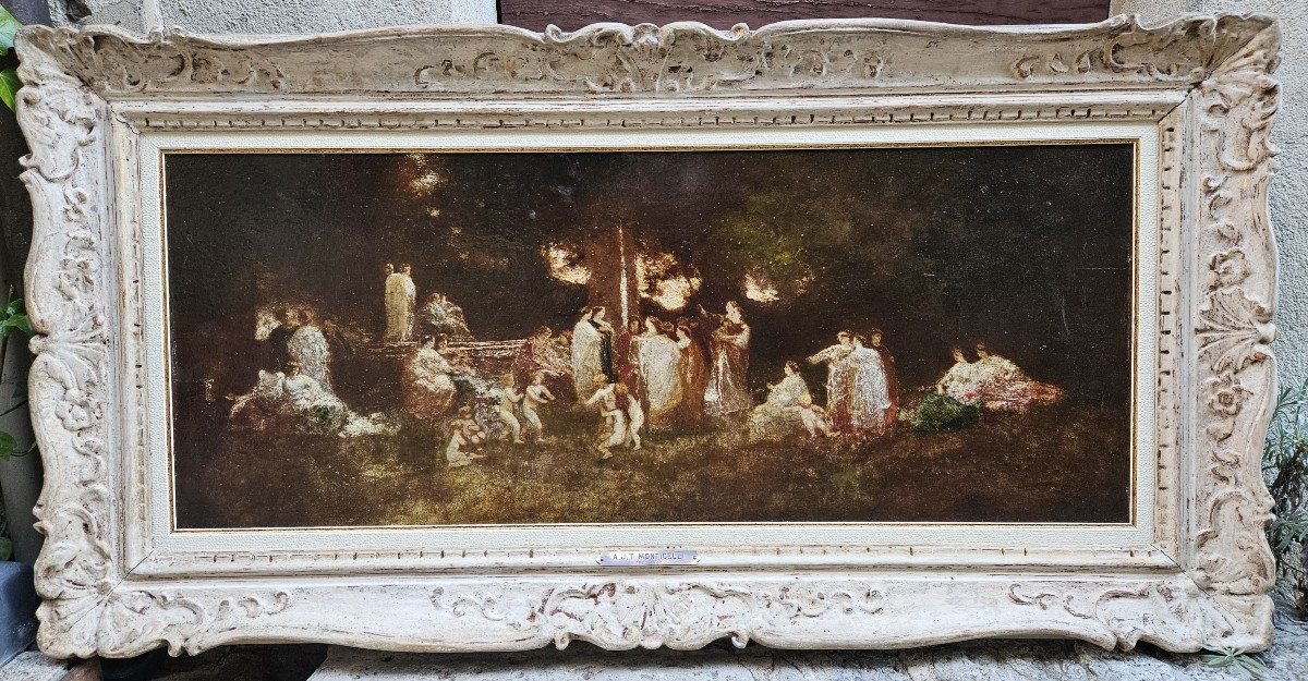 Scène De Parc  Par Adolphe Monticelli 1824-1886