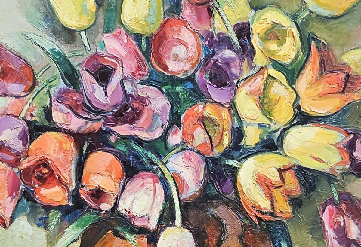 Bouquet Of Tulips By Gabriel Belot 1882 - 1962-photo-4