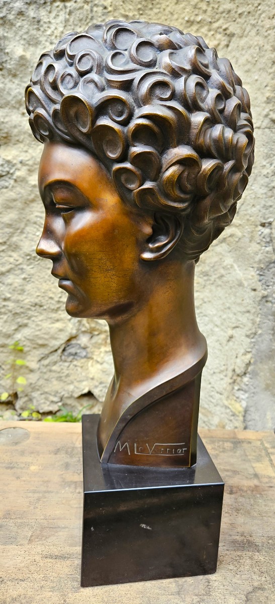 Art Deco Bronze Bust Of Max Le Verrier 1891-1973-photo-4