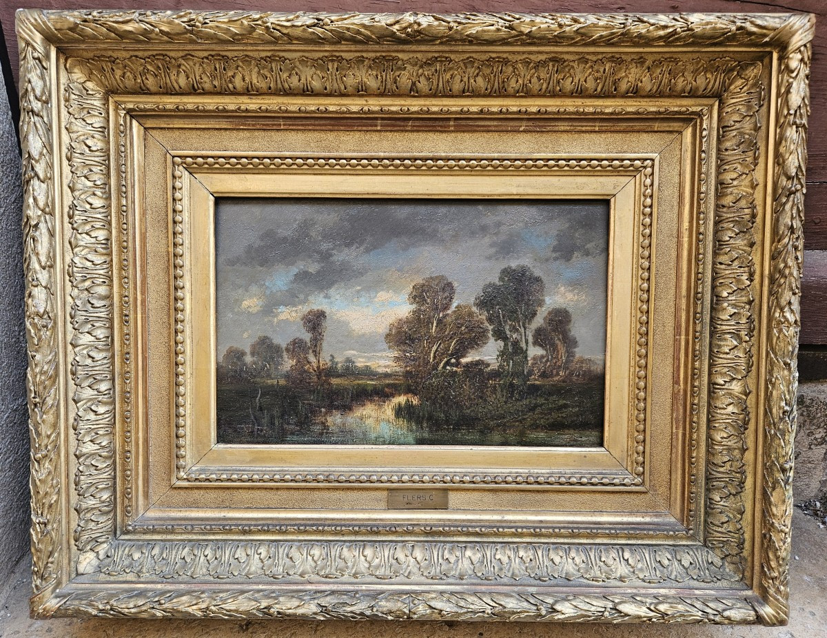 Barbizon Landscape By Camille Flers 1802-1868