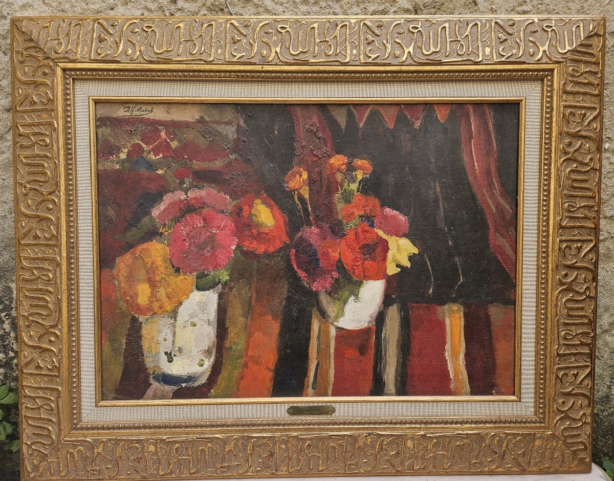 Two Flowers Oriantals By Alfred Dabat 1869-1935
