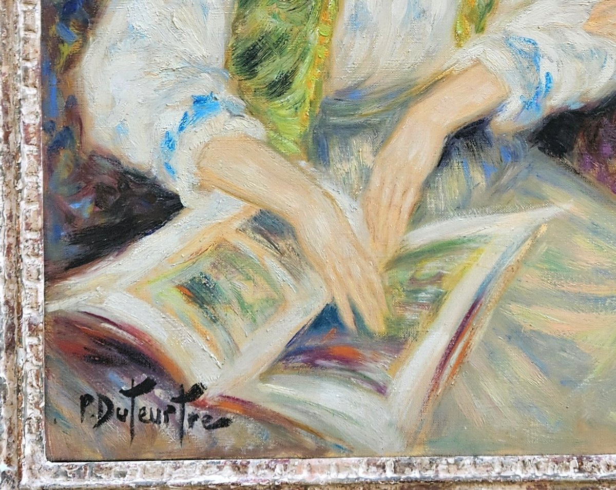 Mother And Child Reading By Pierre Duteurtre 1911-1989-photo-4