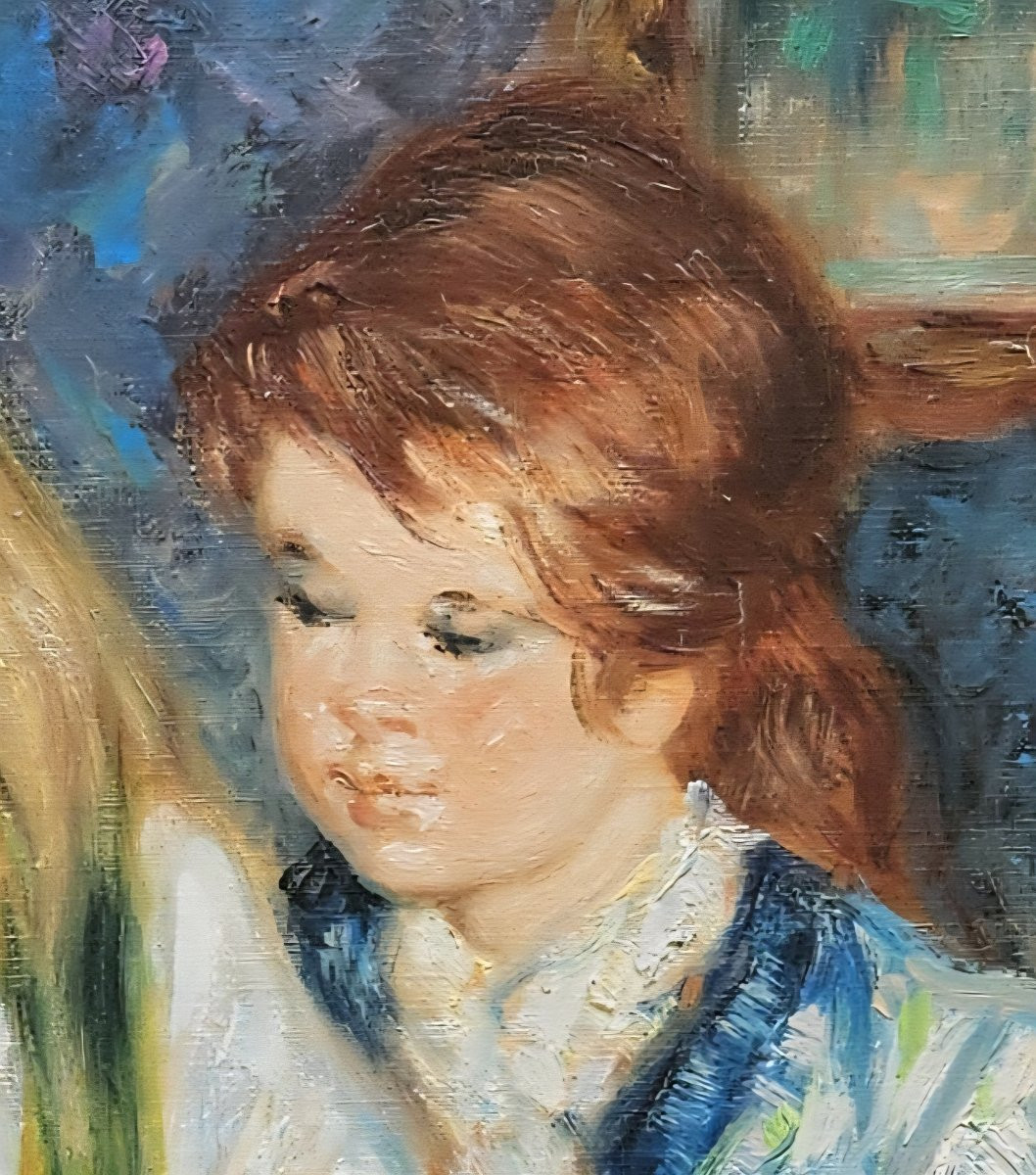 Mother And Child Reading By Pierre Duteurtre 1911-1989-photo-6