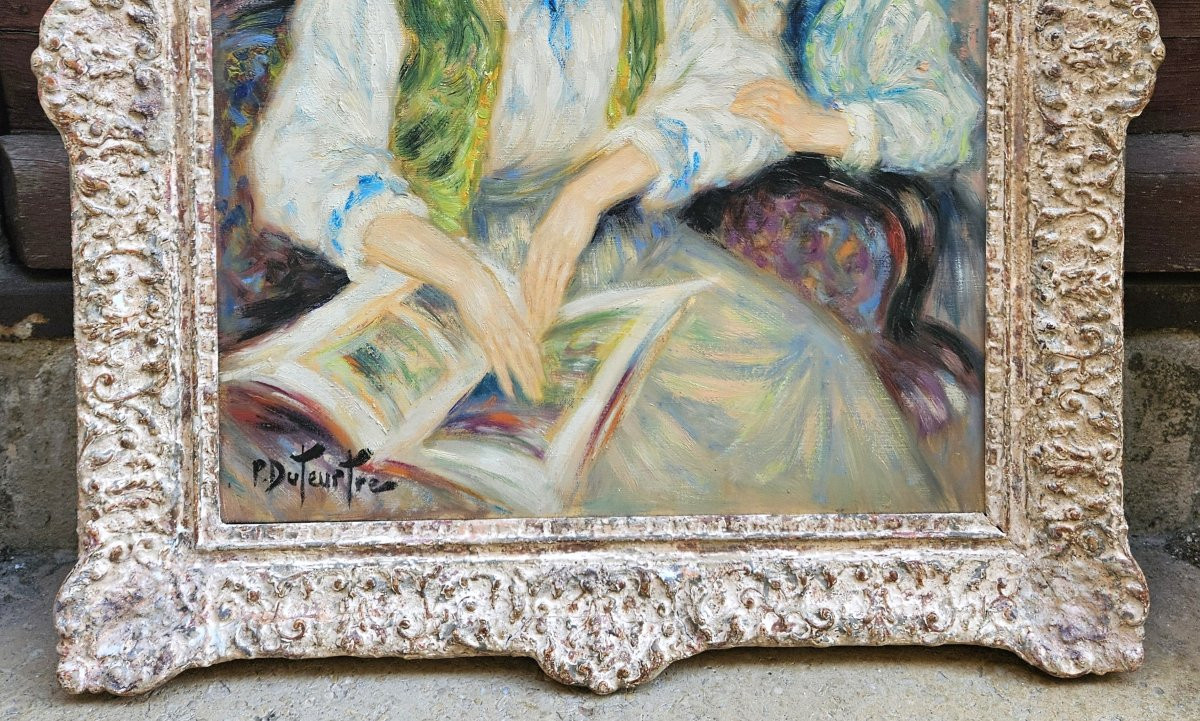 Mother And Child Reading By Pierre Duteurtre 1911-1989-photo-8
