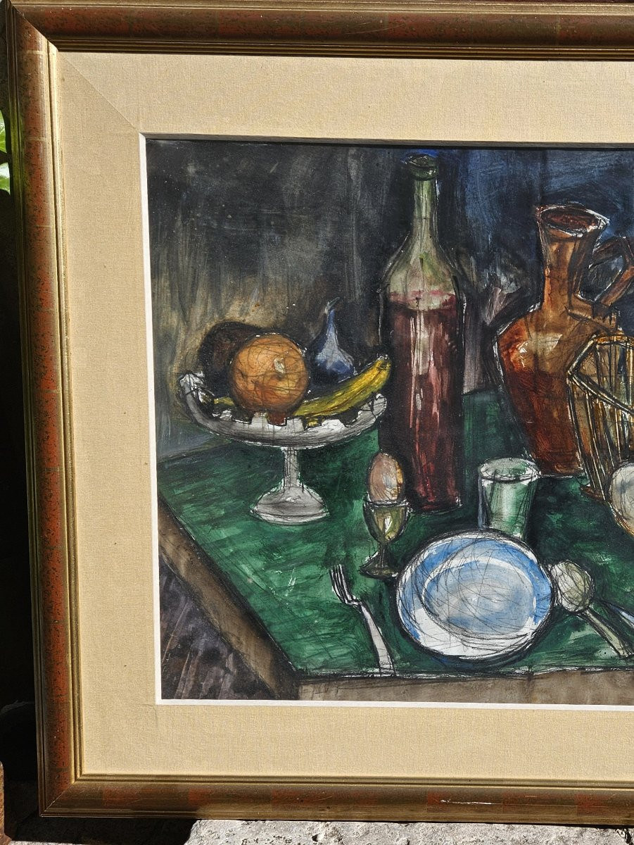 Composition sur une table par jean Claude IMBERT 1919-1993-photo-1