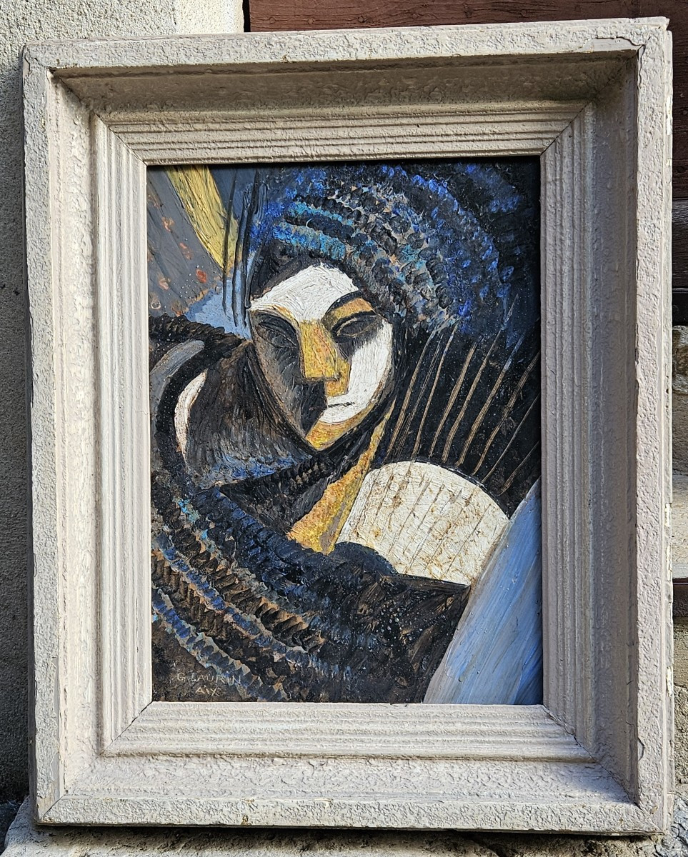 Portrait cubiste par Gabriel LAURIN D'AIX 1901-1973-photo-2