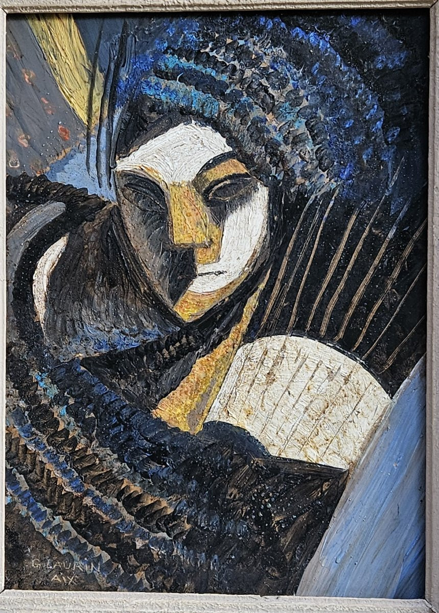 Portrait cubiste par Gabriel LAURIN D'AIX 1901-1973-photo-1