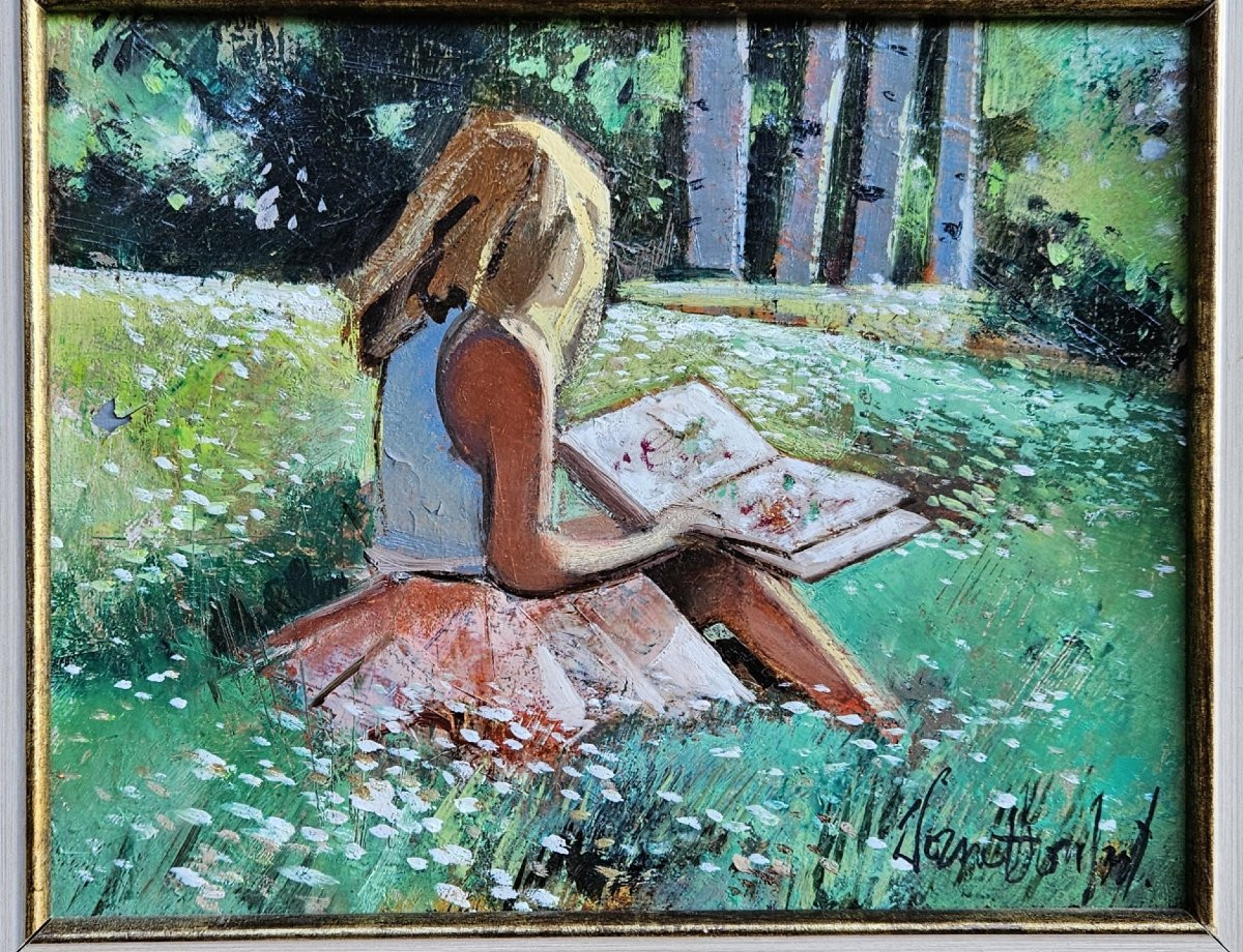 Jeune fille  à la lecture par Robert VERNET-BONFORT 1934-2017-photo-1
