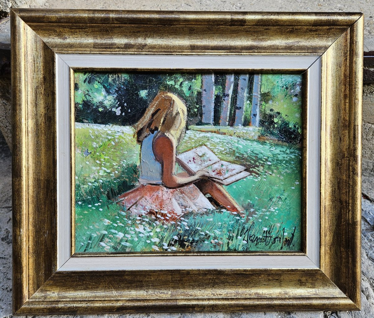 Jeune fille  à la lecture par Robert VERNET-BONFORT 1934-2017-photo-2