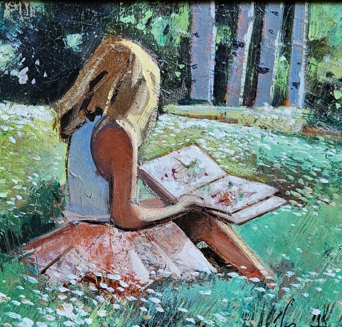 Jeune fille  à la lecture par Robert VERNET-BONFORT 1934-2017-photo-3