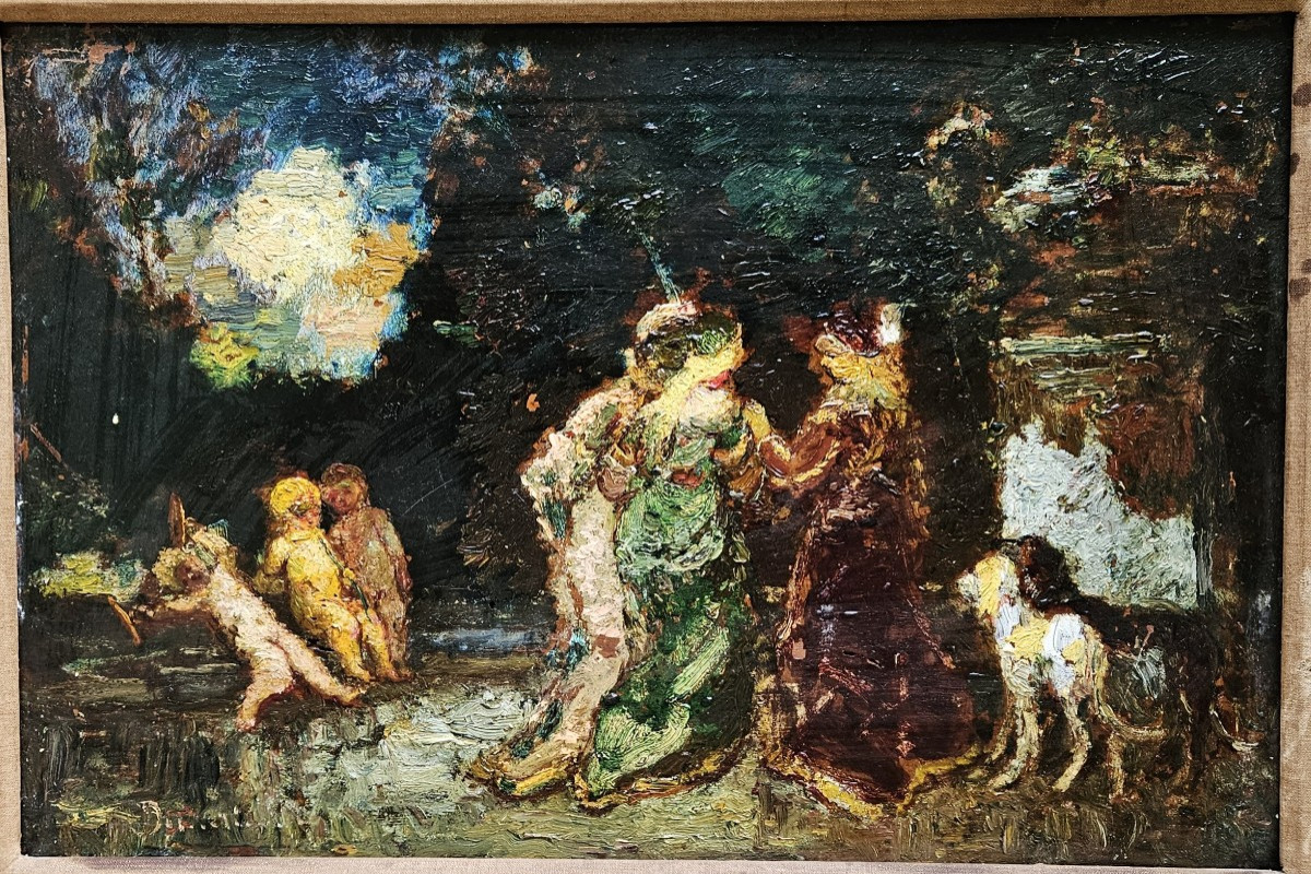 The Lesson Of Love In A Park By Adolphe Monticelli 1824-1886-photo-2