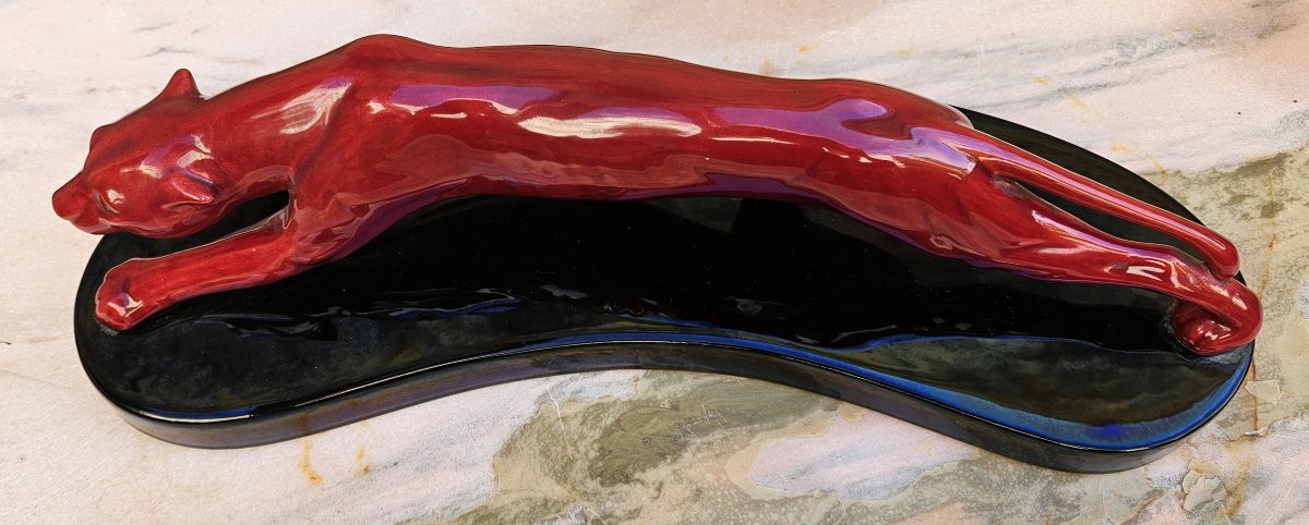 Panthère de Lavroff par Paul Milet Sèvres vers 1925-35 ART DECO-photo-7