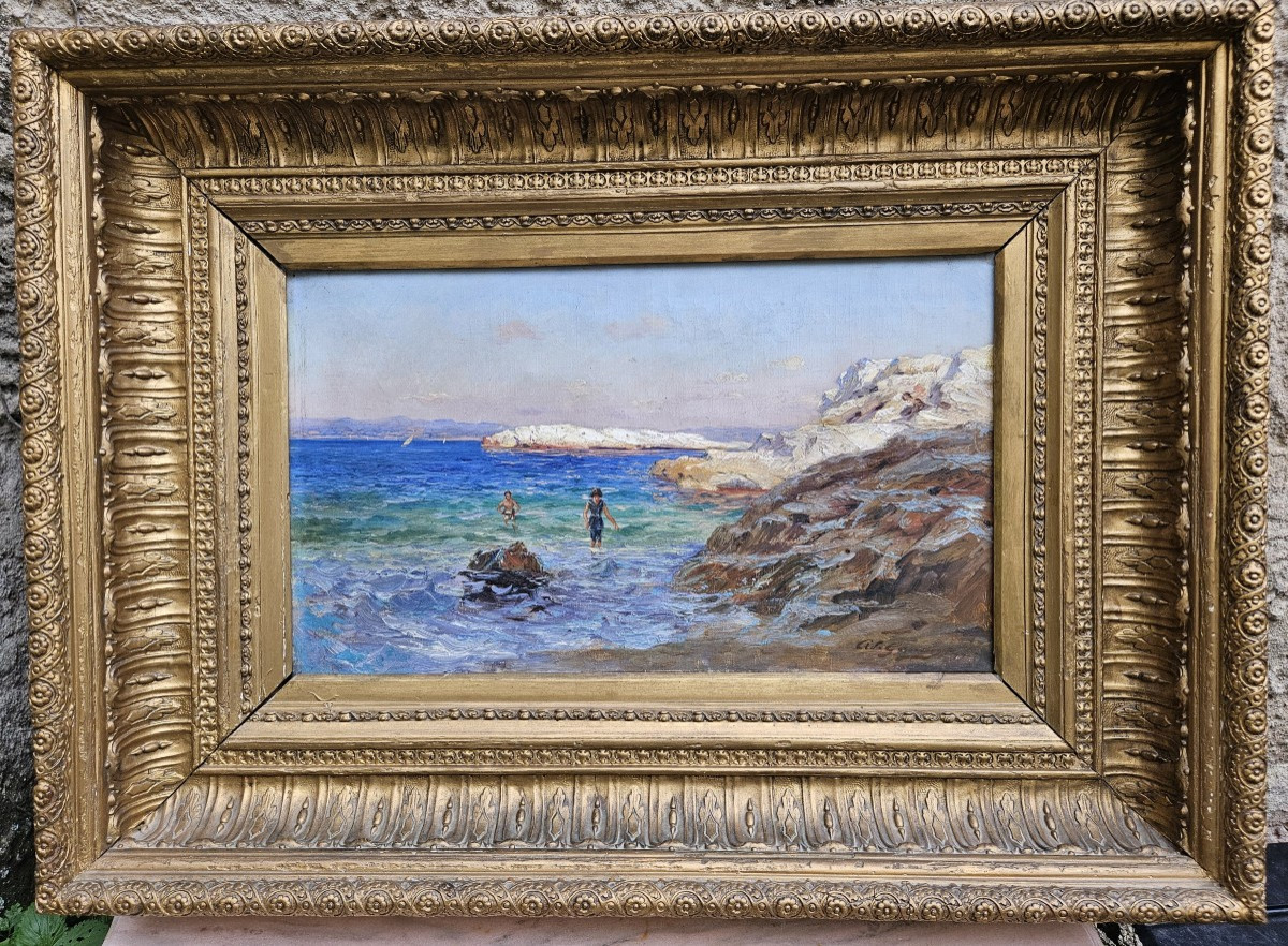 Seaside In Marseille By Adolphe Gaussen 1871-1954-photo-2