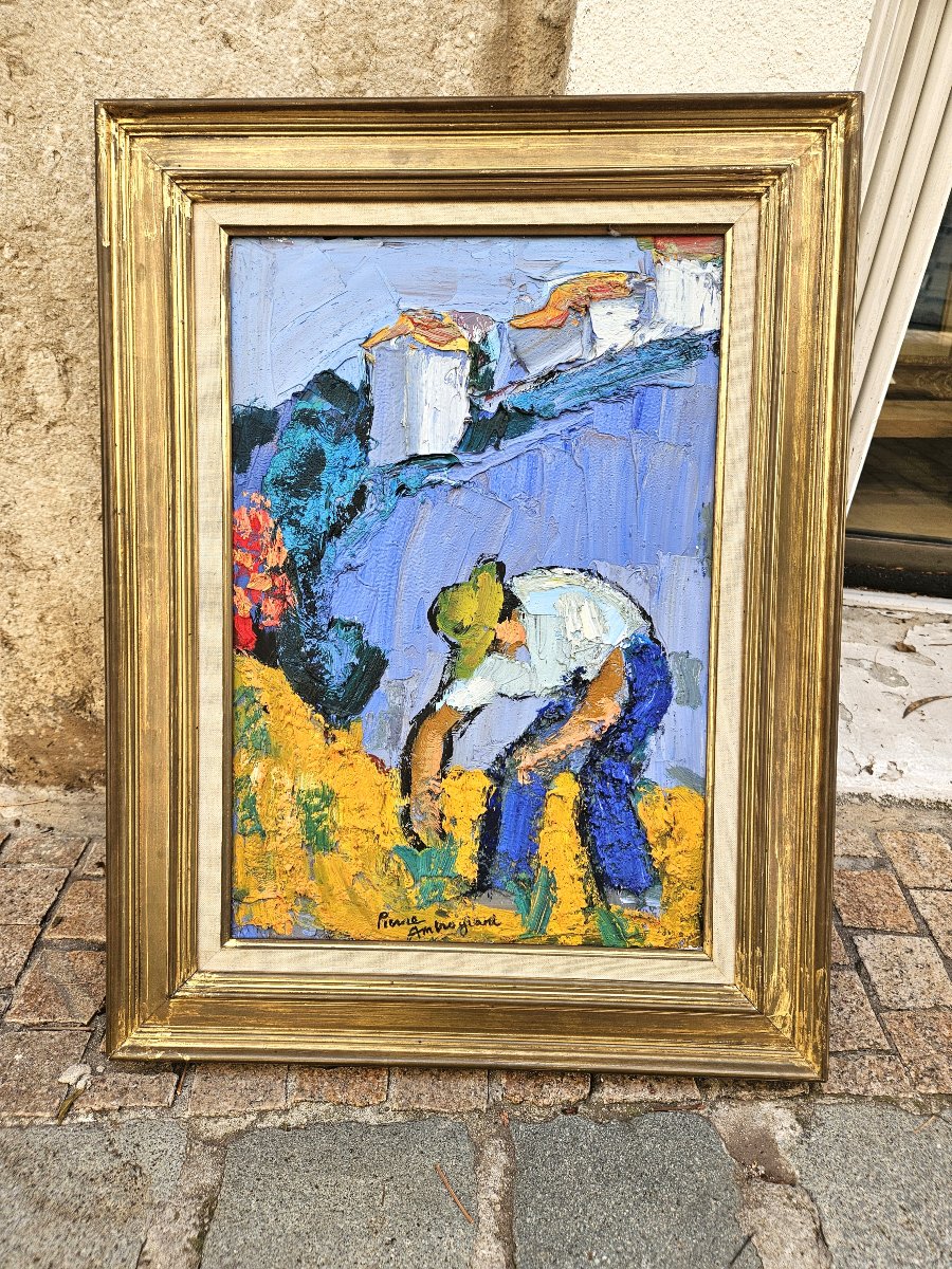 PAYSAN AU LABEUR par Pierre AMBROGIANI 1907-1985-photo-7
