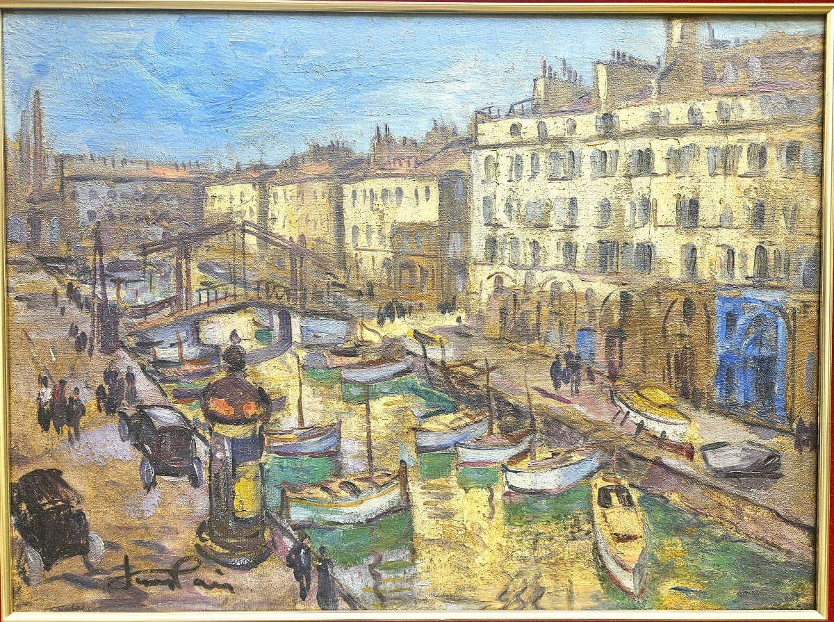 The Customs Canal - Marseille By Jean Lair 1890-1964-photo-4
