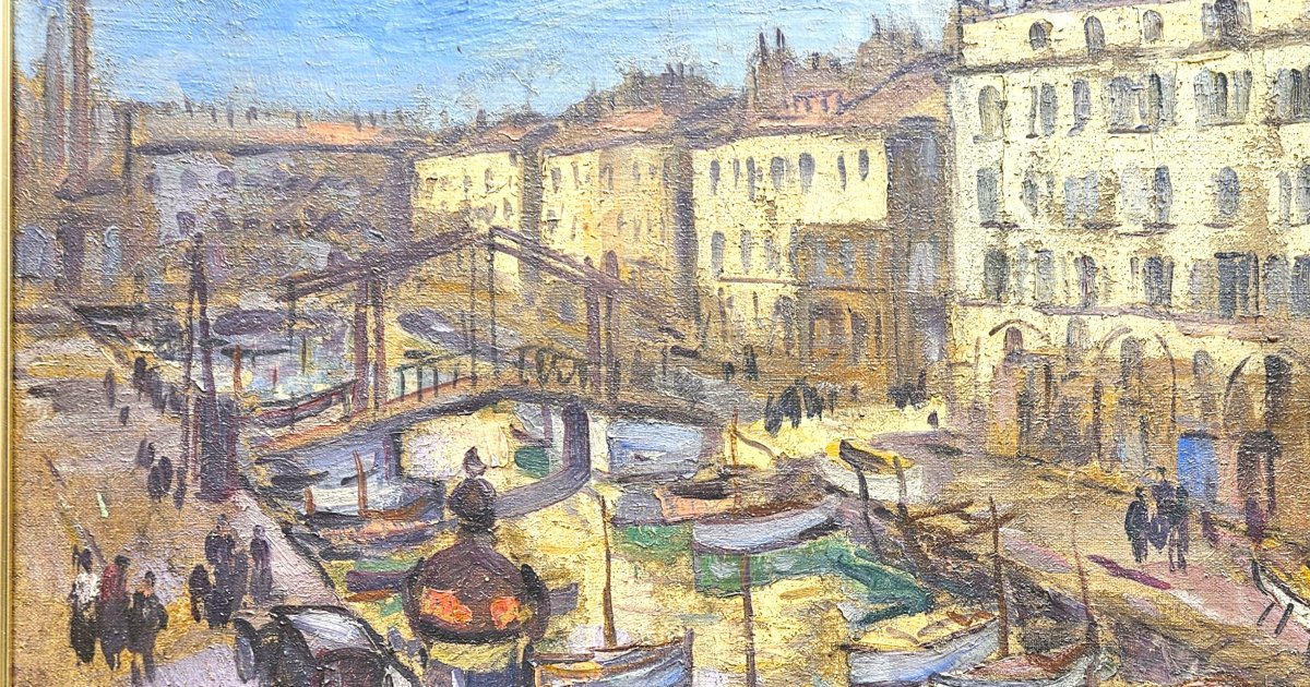 The Customs Canal - Marseille By Jean Lair 1890-1964-photo-3