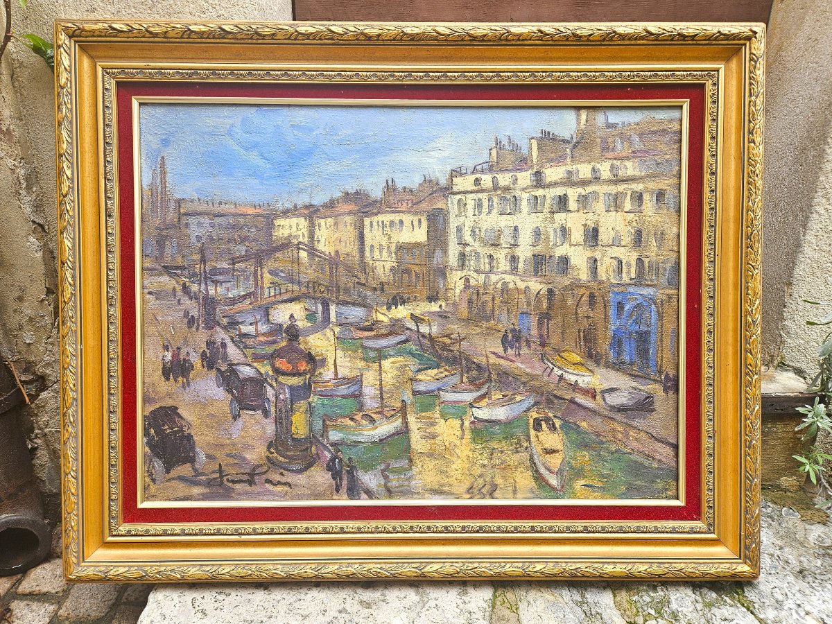 The Customs Canal - Marseille By Jean Lair 1890-1964-photo-5