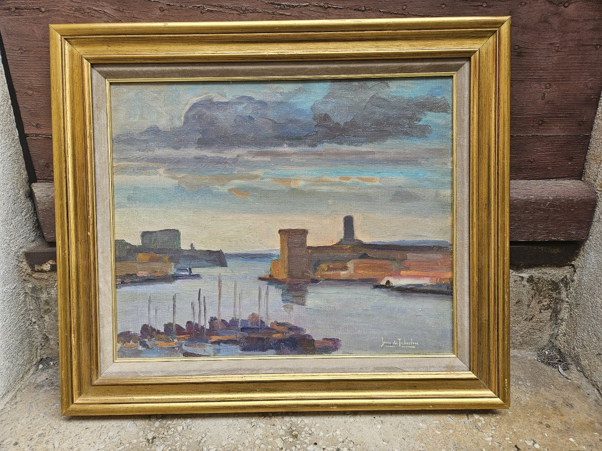 The Port Of Marseille By Jean De Tchorlou 1892-1969-photo-6