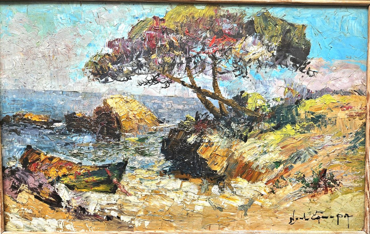 La barque sous les pins parasols par Noël CANEPA 1885-1965-photo-4