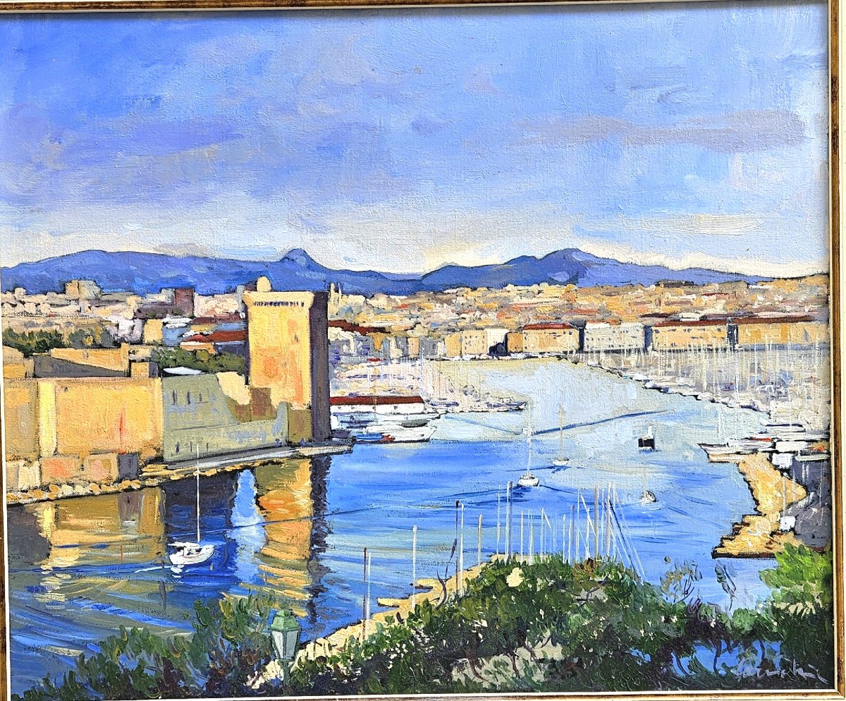 Le Port de Marseille XXme signé-photo-1