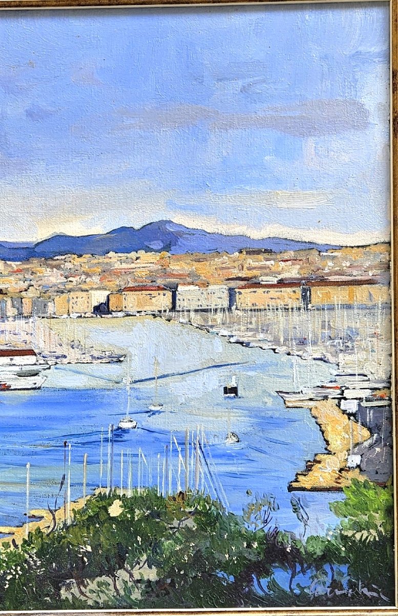 Le Port de Marseille XXme signé-photo-5