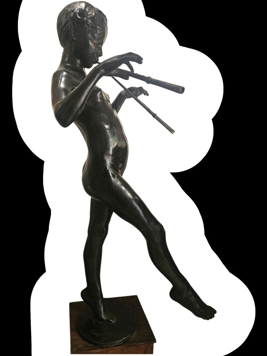 La Faunesse Aux Pipeaux By Eugène Piron 1875-1928-photo-4