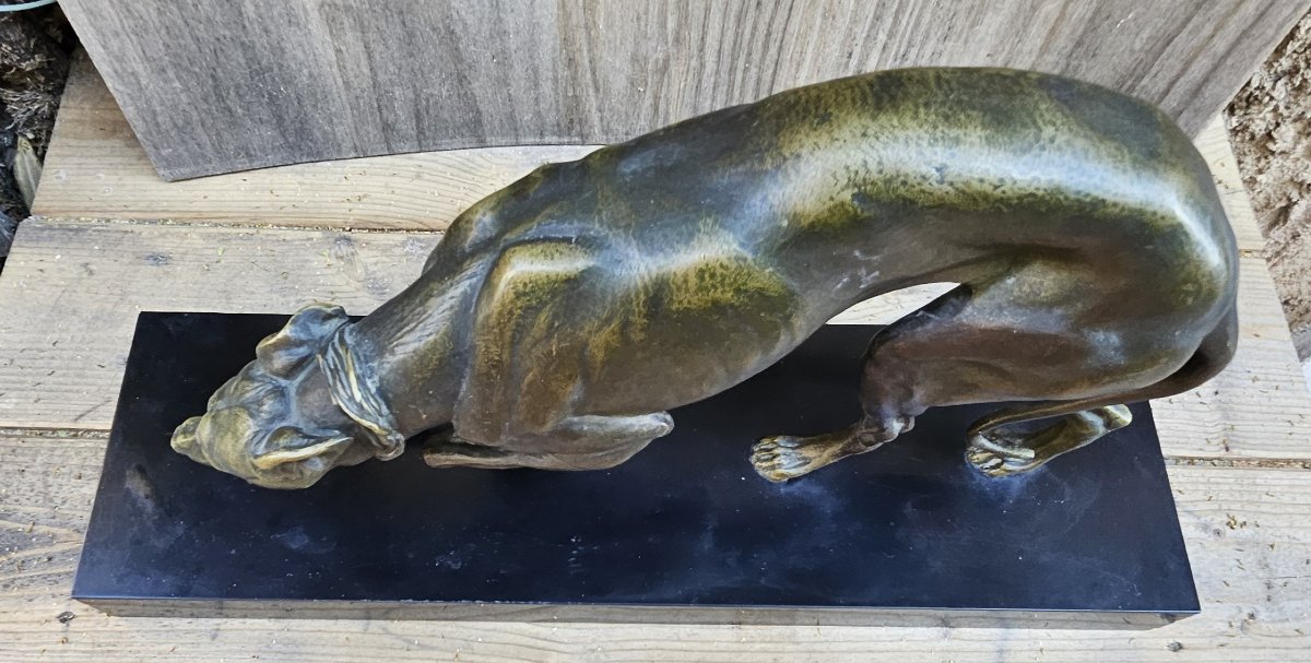 The Art Deco Bronze Greyhound, Signed-photo-2