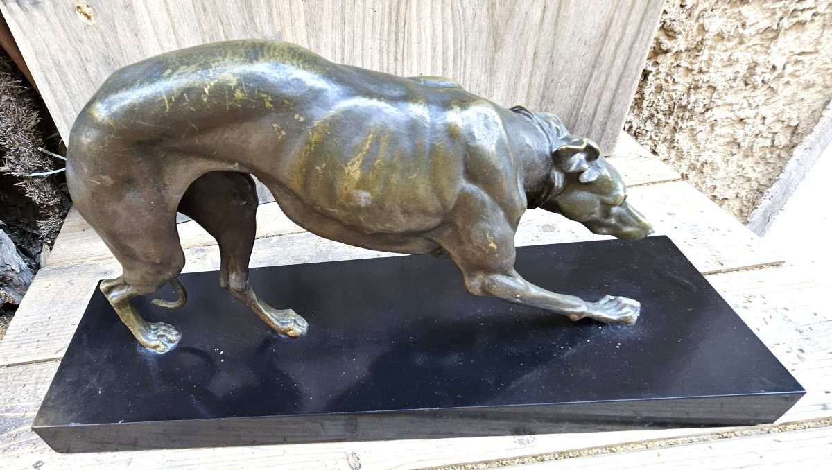 The Art Deco Bronze Greyhound, Signed-photo-4