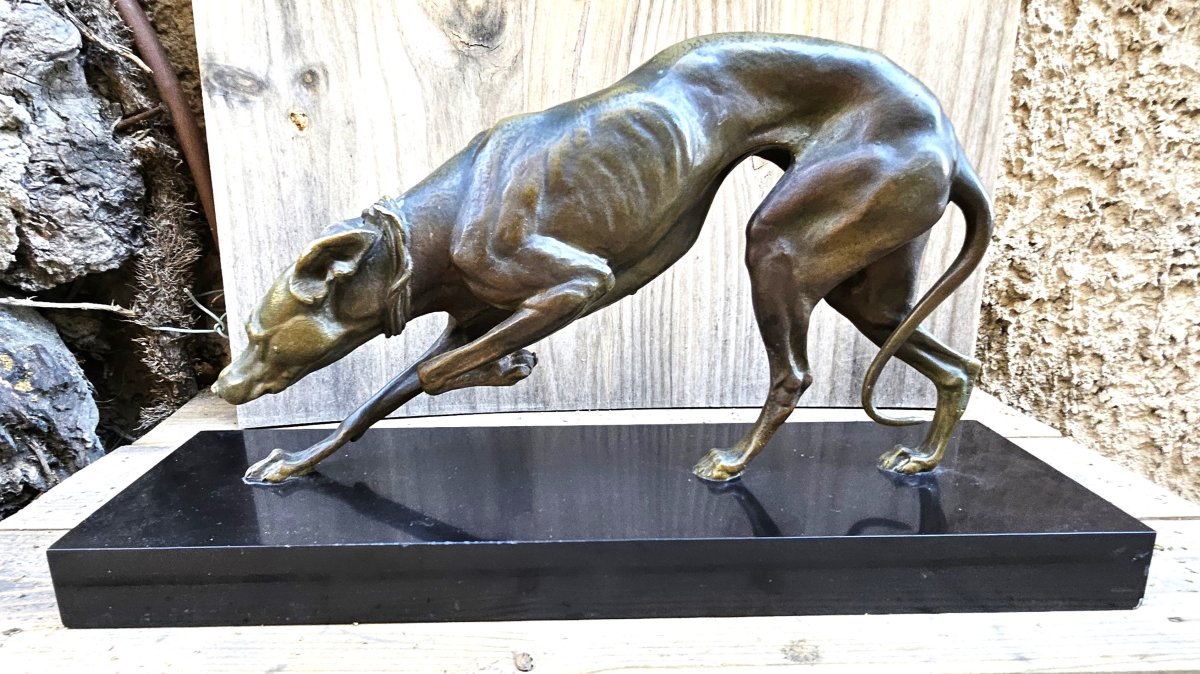 The Art Deco Bronze Greyhound, Signed