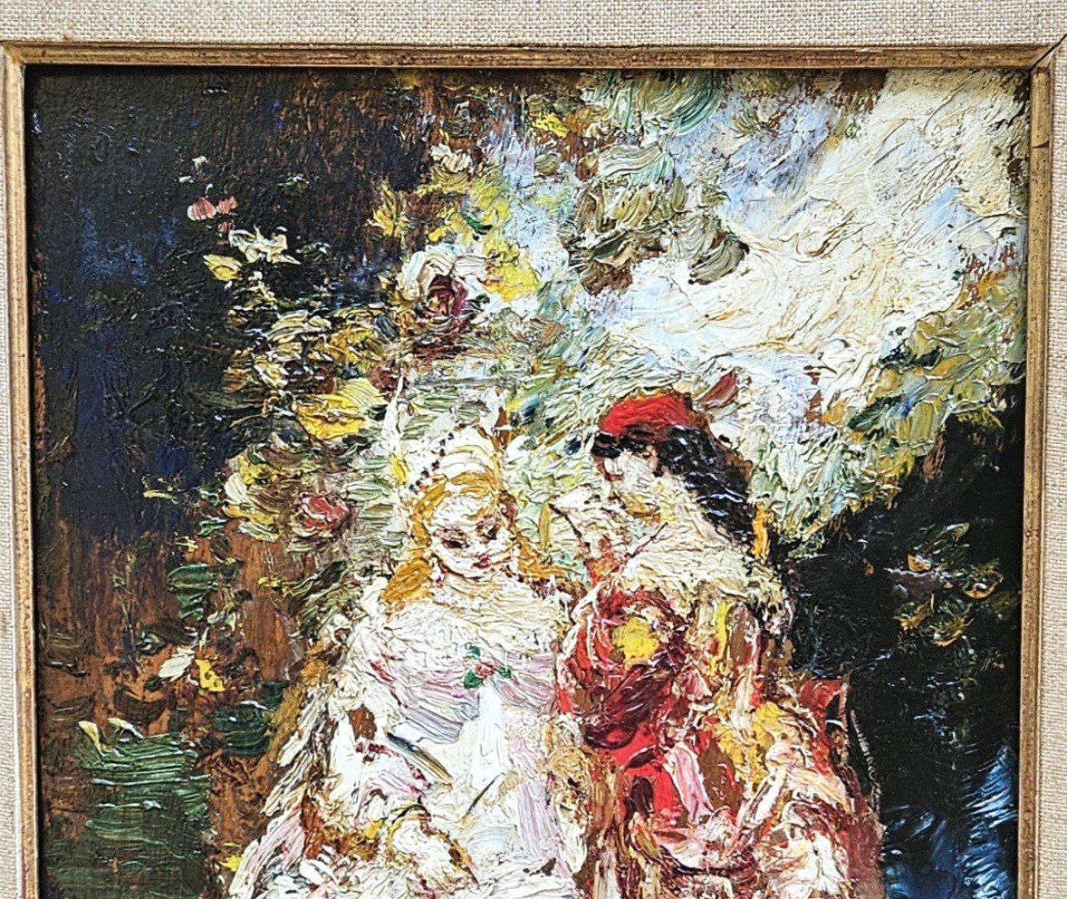 Elegant Ladies With A Small Dog By Adolphe Monticelli, 1824–1886-photo-5