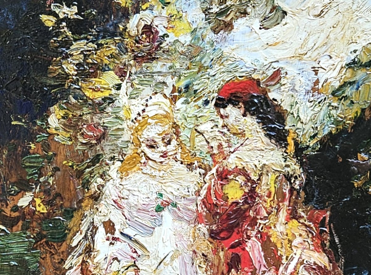 Elegant Ladies With A Small Dog By Adolphe Monticelli, 1824–1886-photo-8