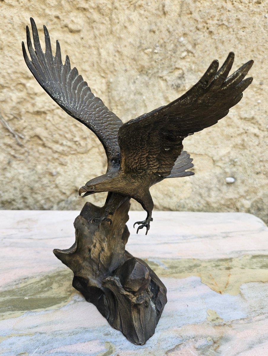 Aigle en bronze signé-photo-3