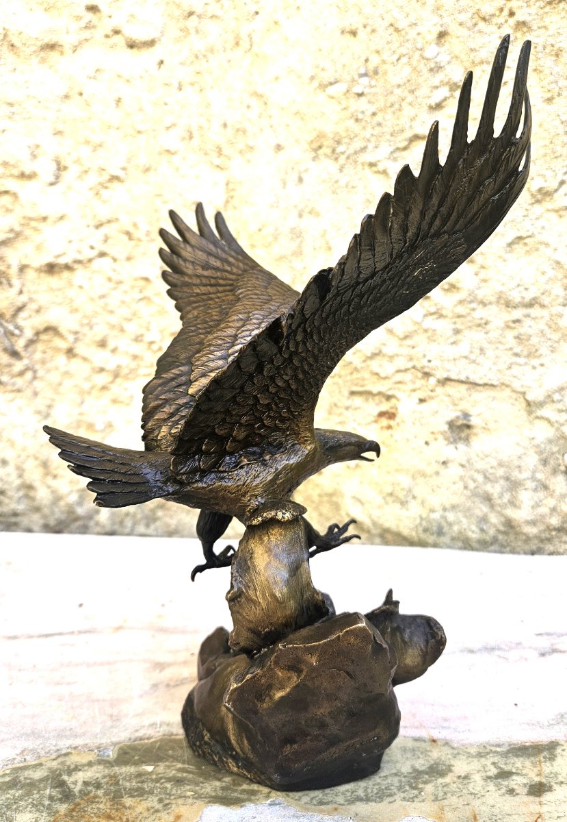 Aigle en bronze signé-photo-4