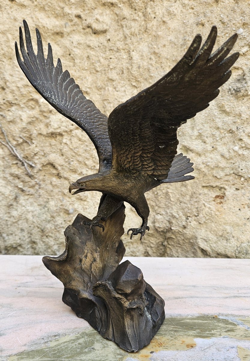 Aigle en bronze signé-photo-7