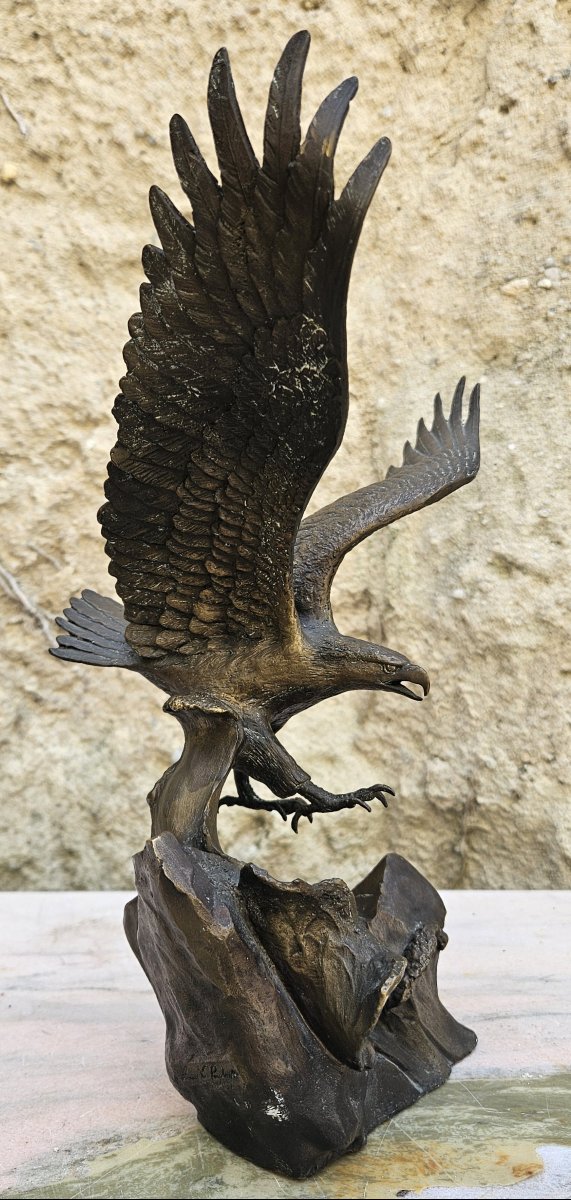 Aigle en bronze signé-photo-1
